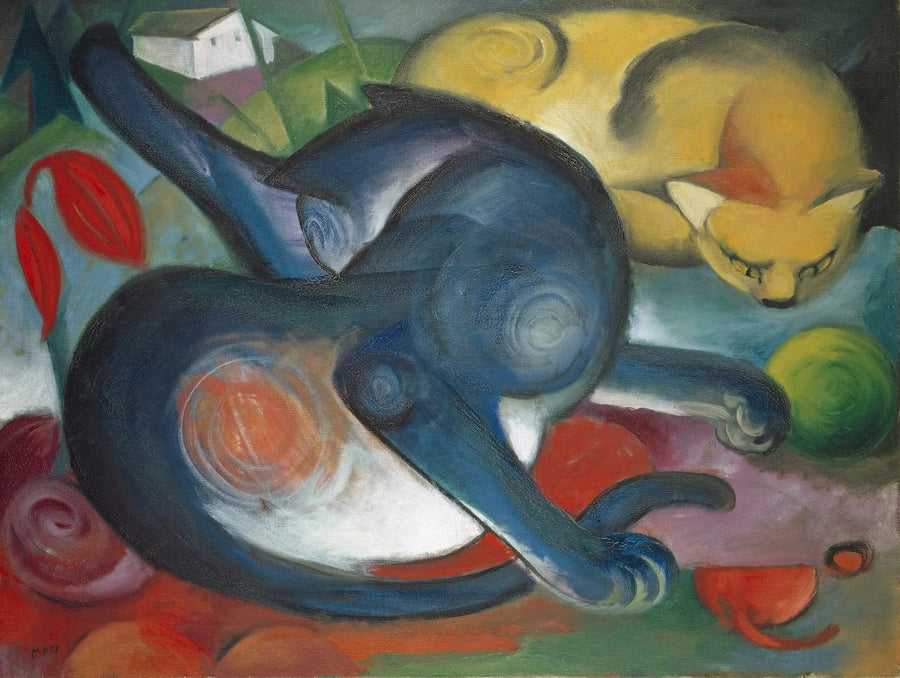 Deux chats, bleu et jaune - Franz Marc