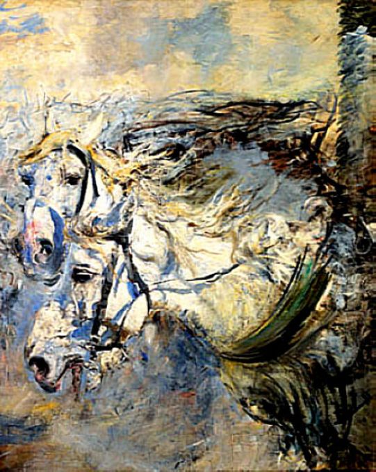 Deux chevaux blancs - Giovanni Boldini image 1 copie peinte à la main à l’huile