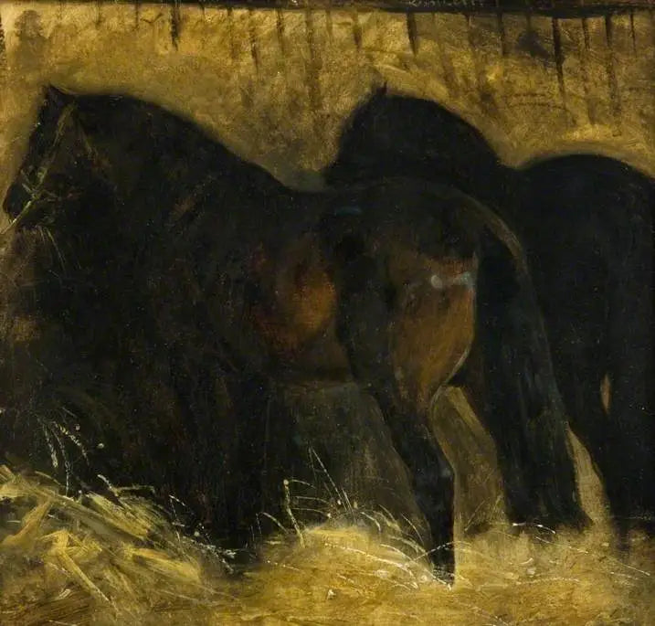 Deux chevaux bruns dans une stalle - Théodore Géricault