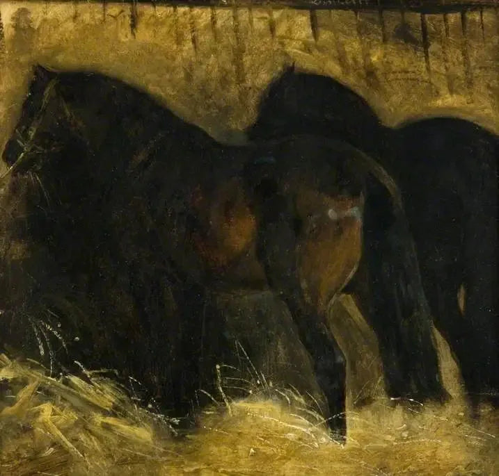 Deux chevaux bruns dans une stalle - Théodore Géricault