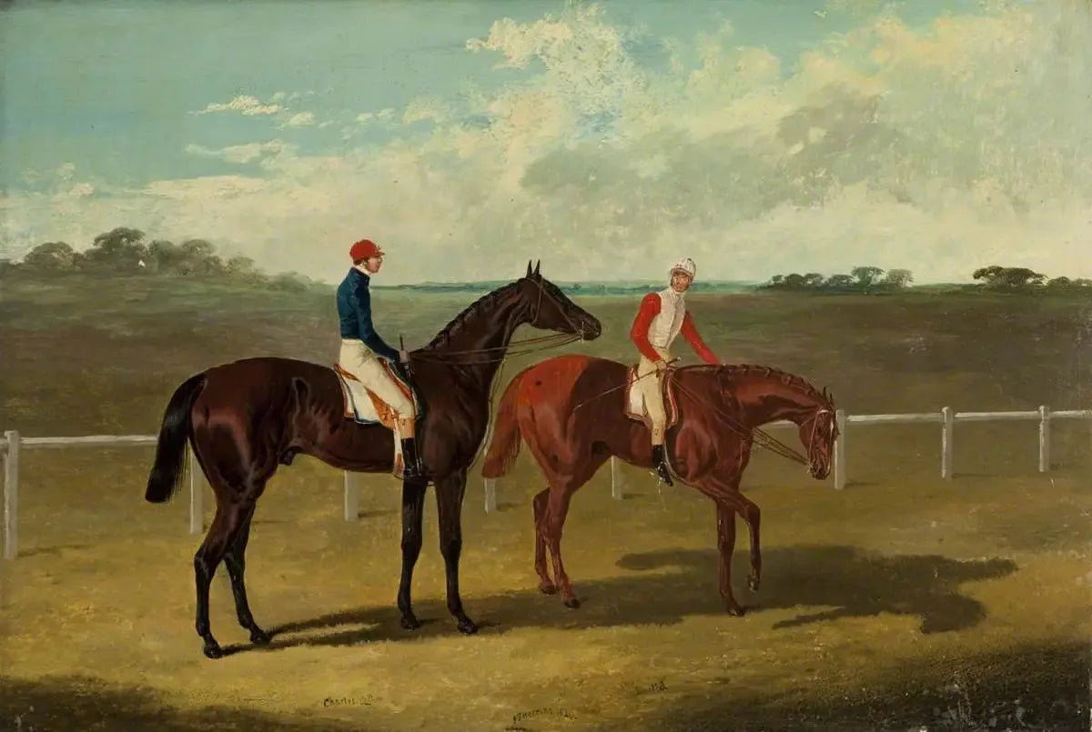Deux chevaux de course – « Charles XII » et « Euclide » – avec leurs jockeys - John Frederick Herring, Sr. image 1 tableau peint à l’huile sur toile