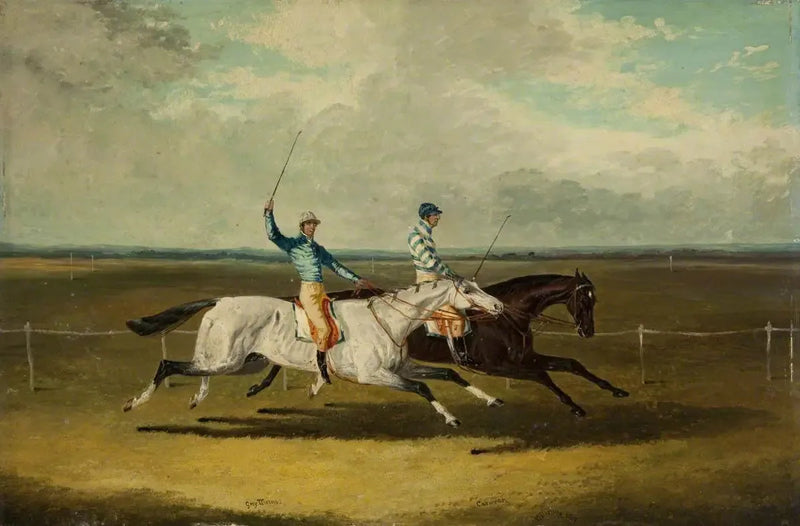Deux chevaux de course – « Grey Momus » et « Caravan » – Courses - John Frederick Herring, Sr.