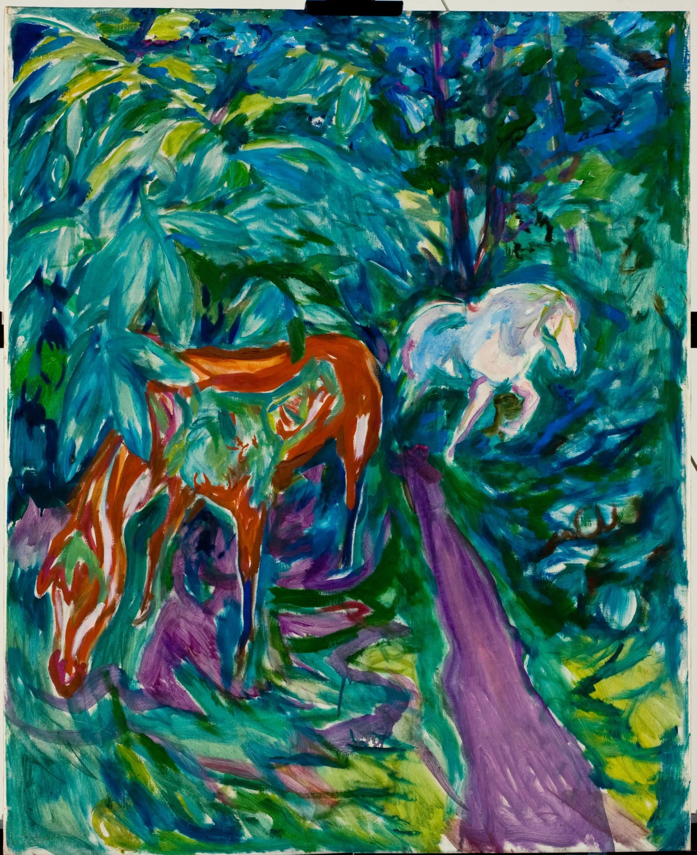Deux chevaux en forêt - Edvard Munch image 1 tableau peint à l’huile sur toile