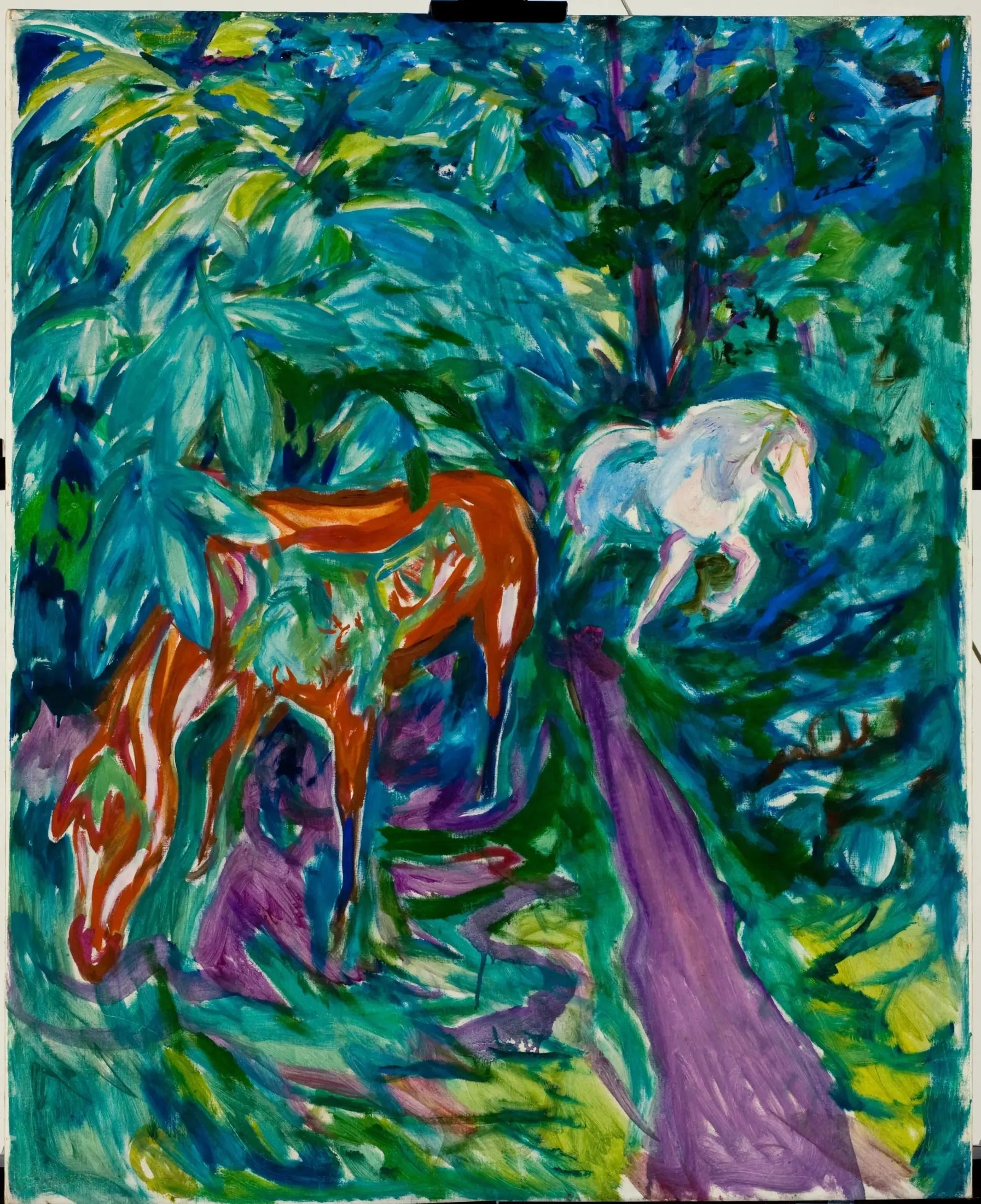 Deux chevaux en forêt - Edvard Munch image 1 tableau peint à l’huile sur toile