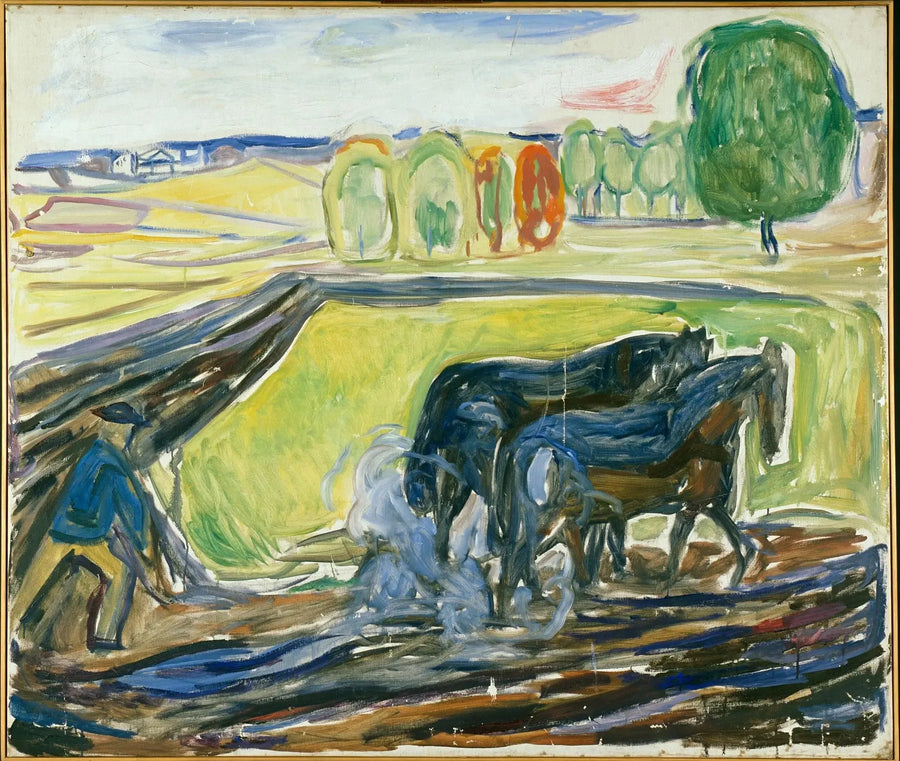 Deux Chevaux Noirs au labour - Edvard Munch