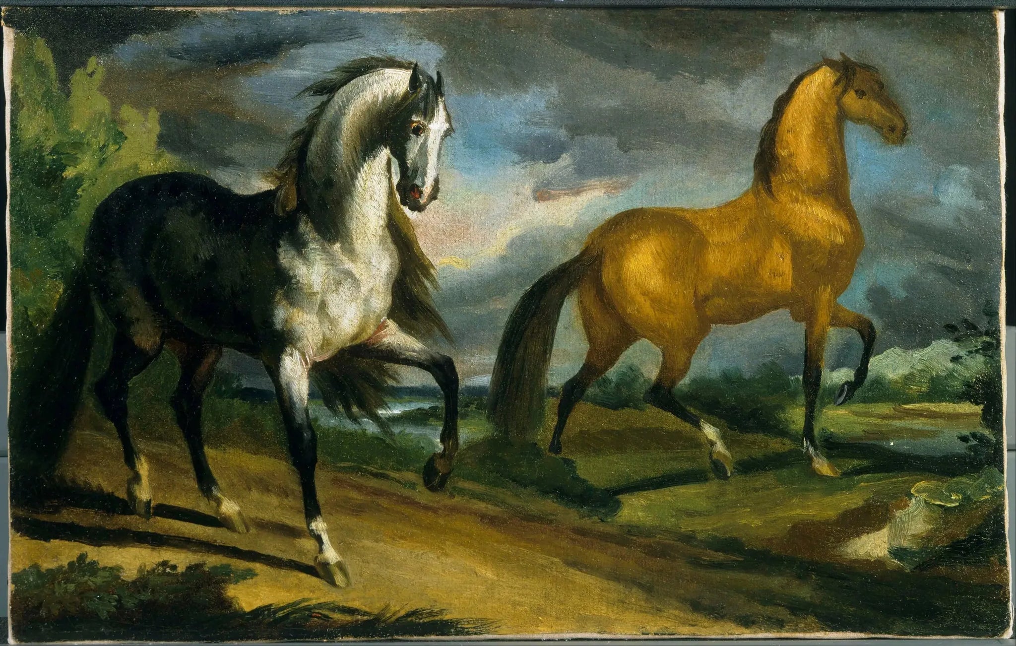 Deux chevaux - Théodore Géricault image 1 reproduction d’œuvre d’art à l’huile