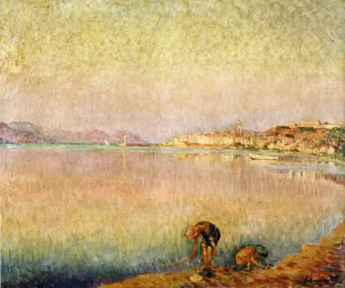 Deux enfants au bord de l'eau - Henri Lebasque image 1 tableau peint à l’huile sur toile