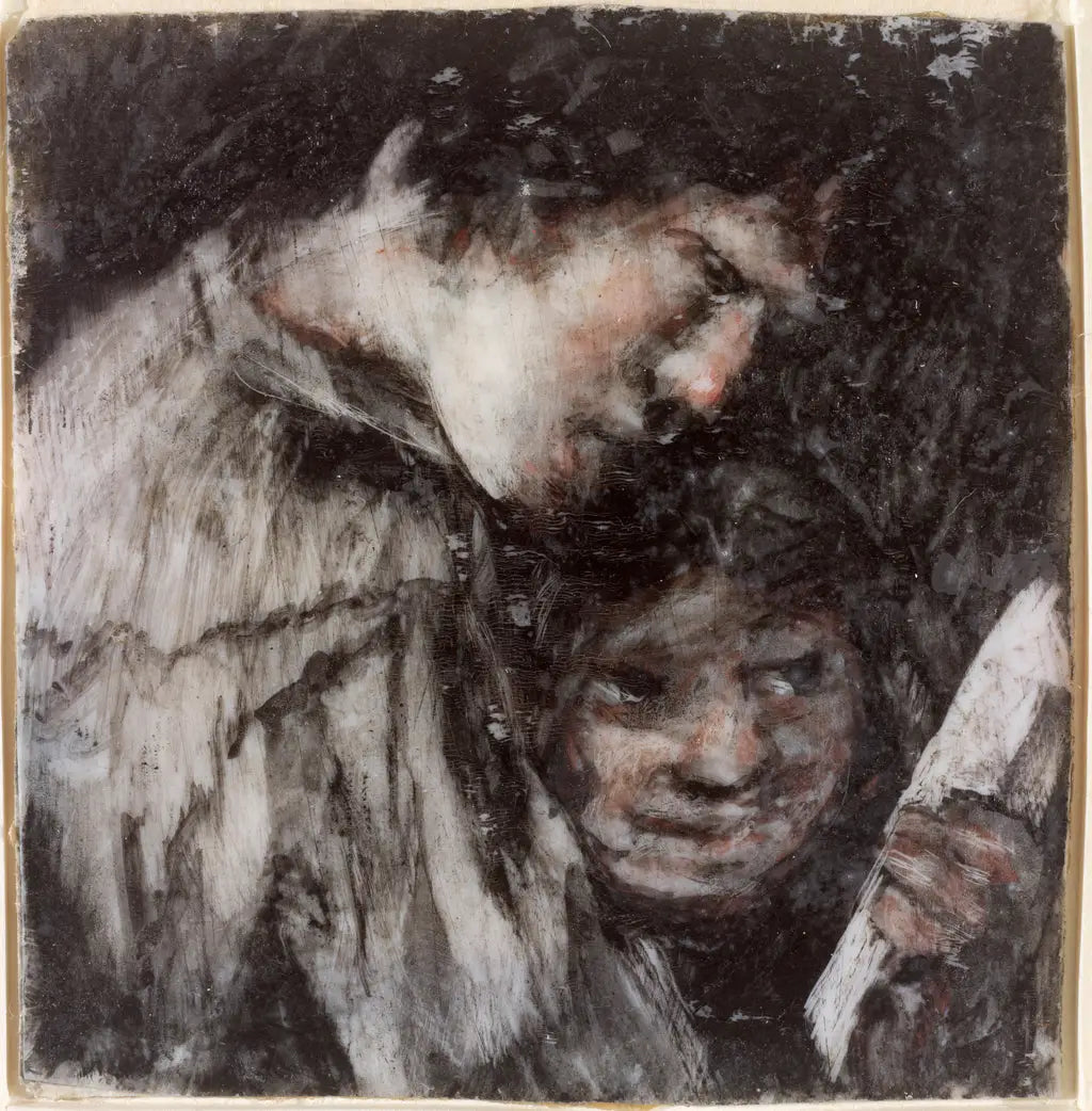 Deux enfants regardant un livre - Francisco de Goya image 1 copie de tableau peinte à la main