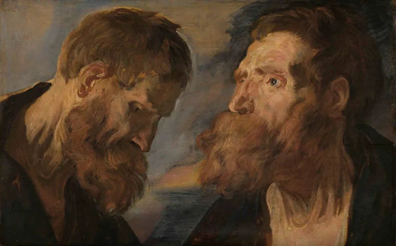 Deux études de têtes d'hommes barbus - Jacob Jordaens image 1 tableau peint à l’huile sur toile