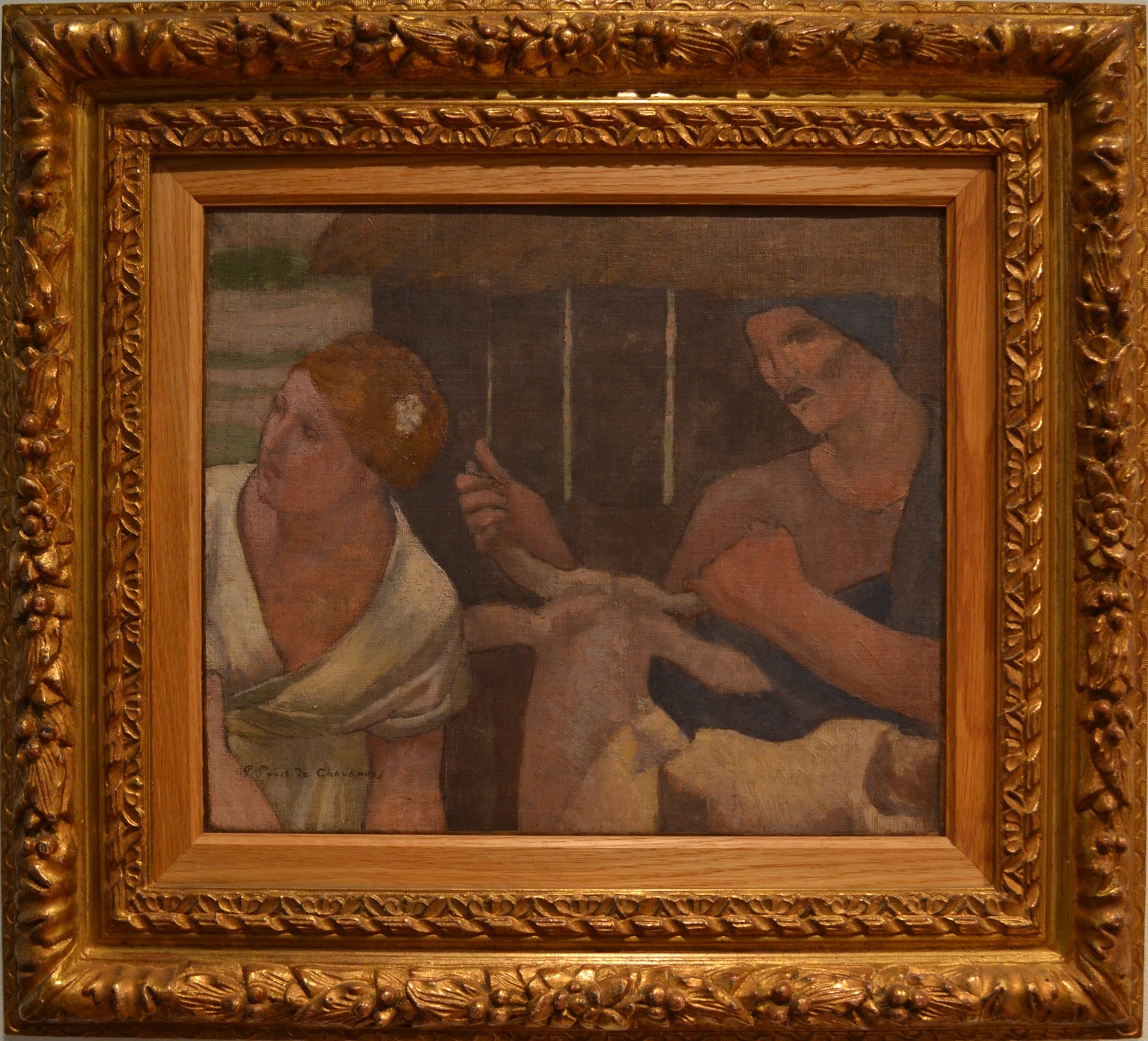 Deux femmes à l'étable - Pierre Puvis de Chavannes image 1 tableau peint à l’huile sur toile