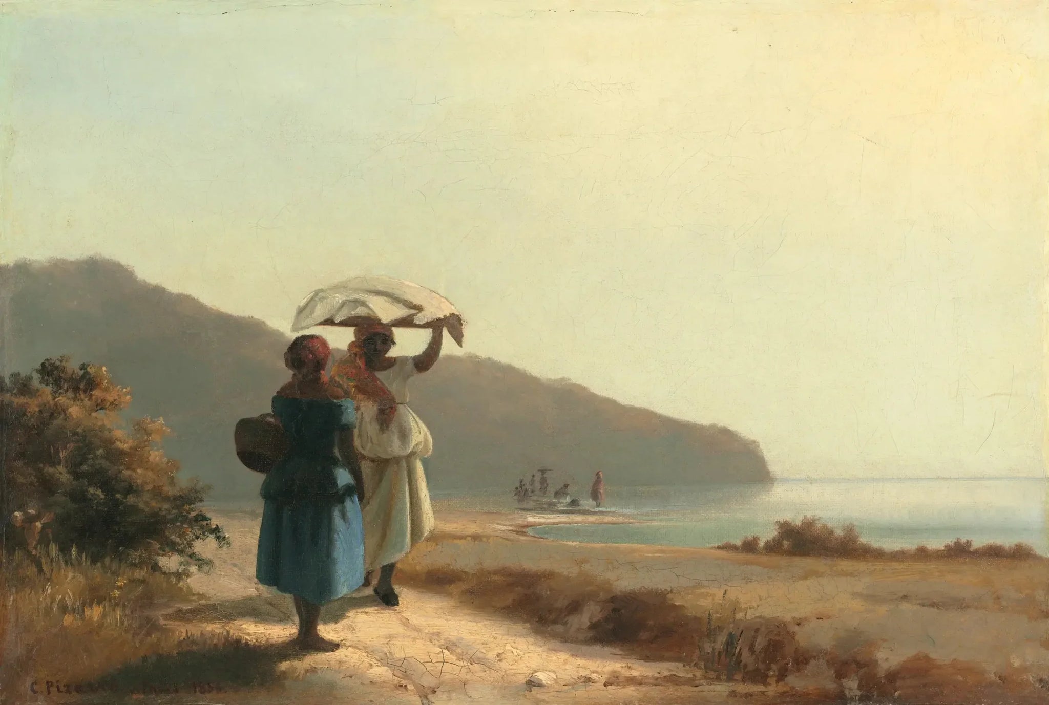 Deux Femmes causant au bord de la mer, Saint-Thomas - Camille Pissarro image 1 reproduction de peinture à l’huile