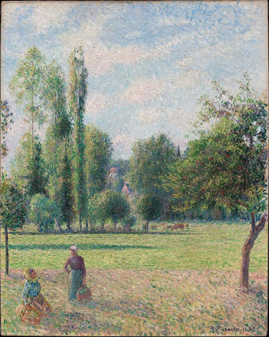 Deux femmes dans le pré à Éragny - Camille Pissarro