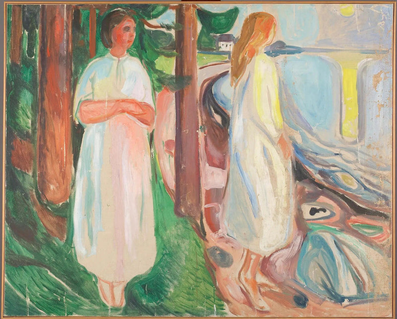 Deux Femmes en blanc sur la plage - Edvard Munch