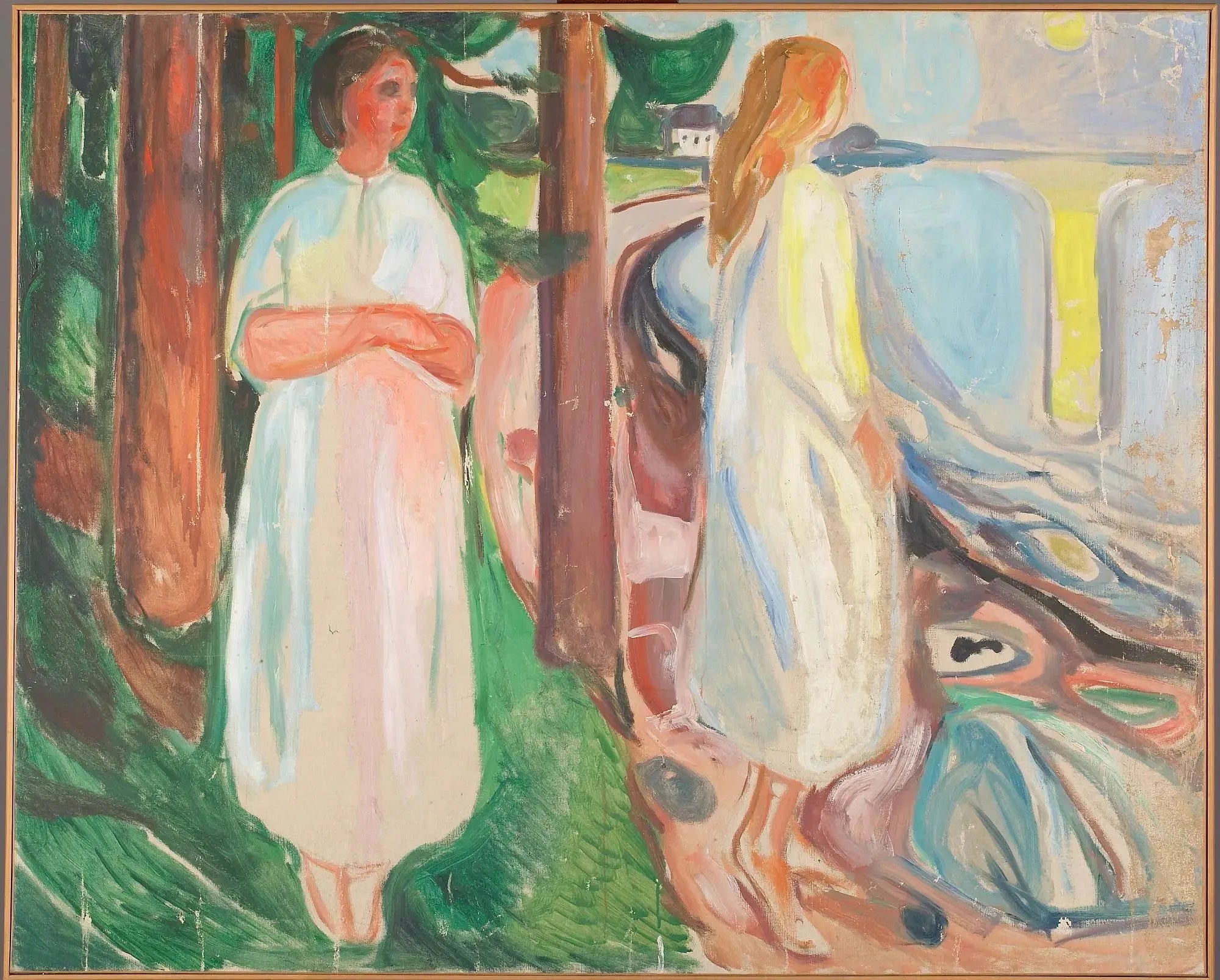 Deux Femmes en blanc sur la plage - Edvard Munch image 1 reproduction d’œuvre d’art à l’huile