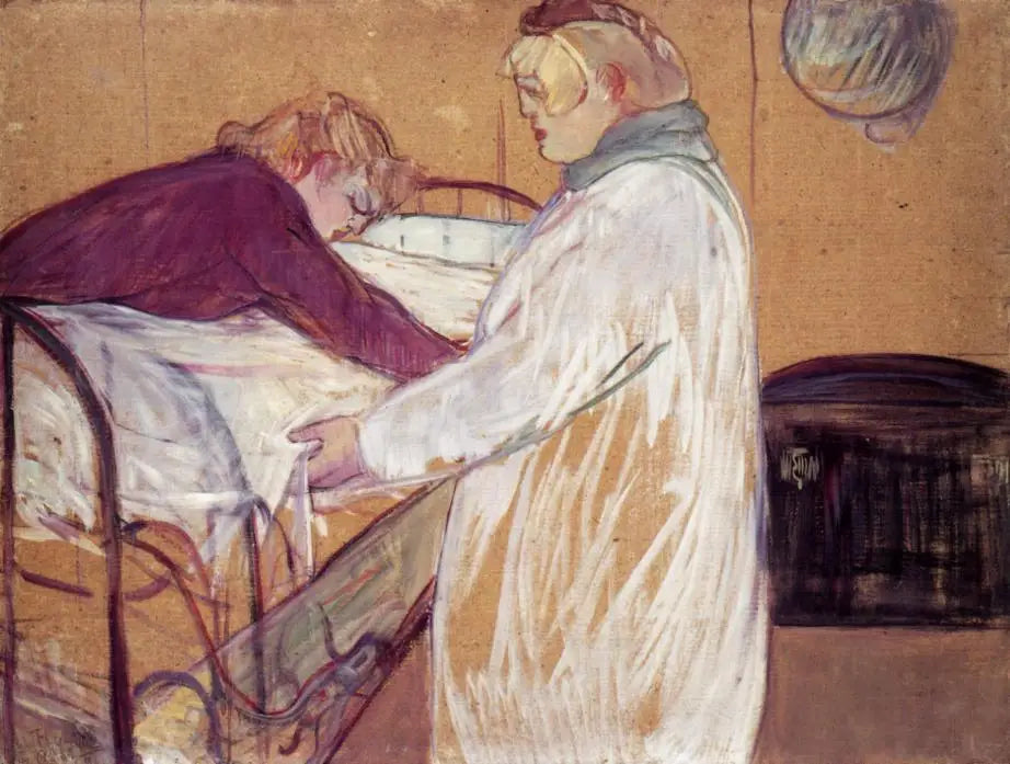 Deux femmes faisant leur lit - Henri de Toulouse-Lautrec image 1 copie de tableau peinte à la main
