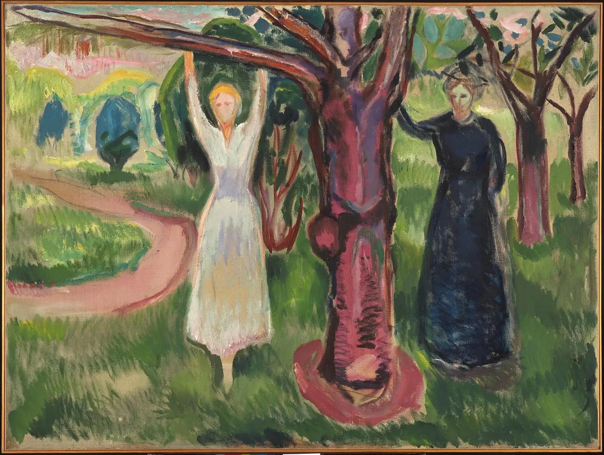 Deux Femmes sous un arbre au jardin - Edvard Munch image 1 reproduction réalisée par Alpha Reproduction