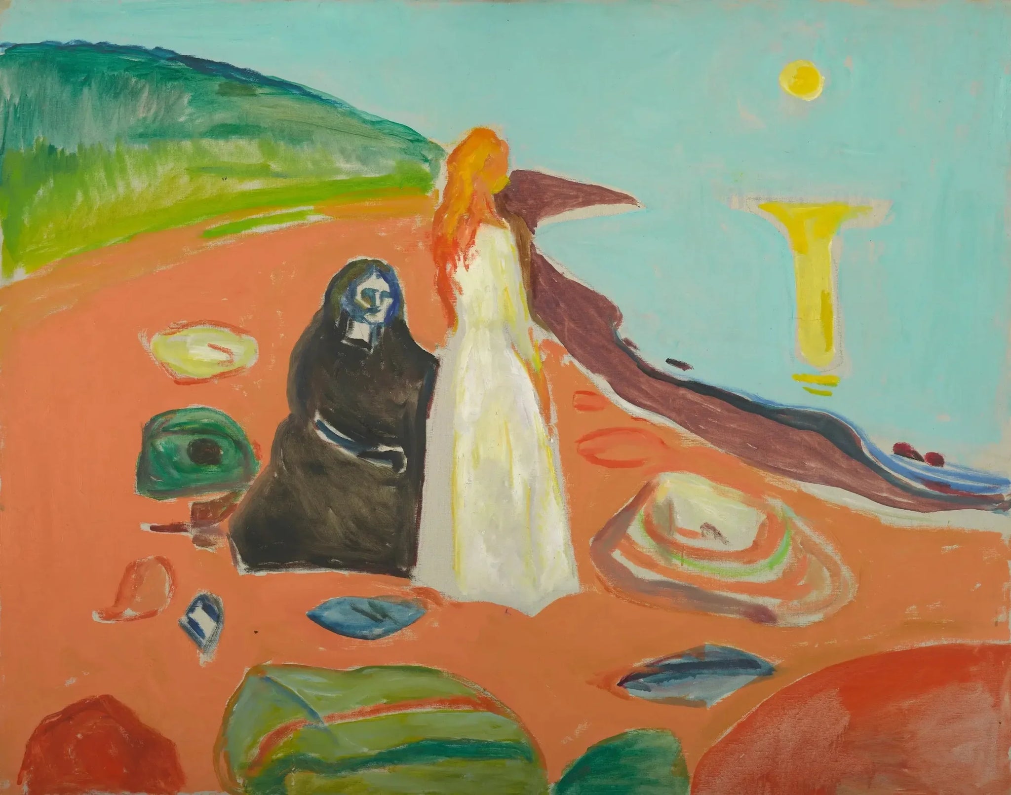 Deux Femmes sur la berge - Edvard Munch image 1 copie de tableau peinte à la main
