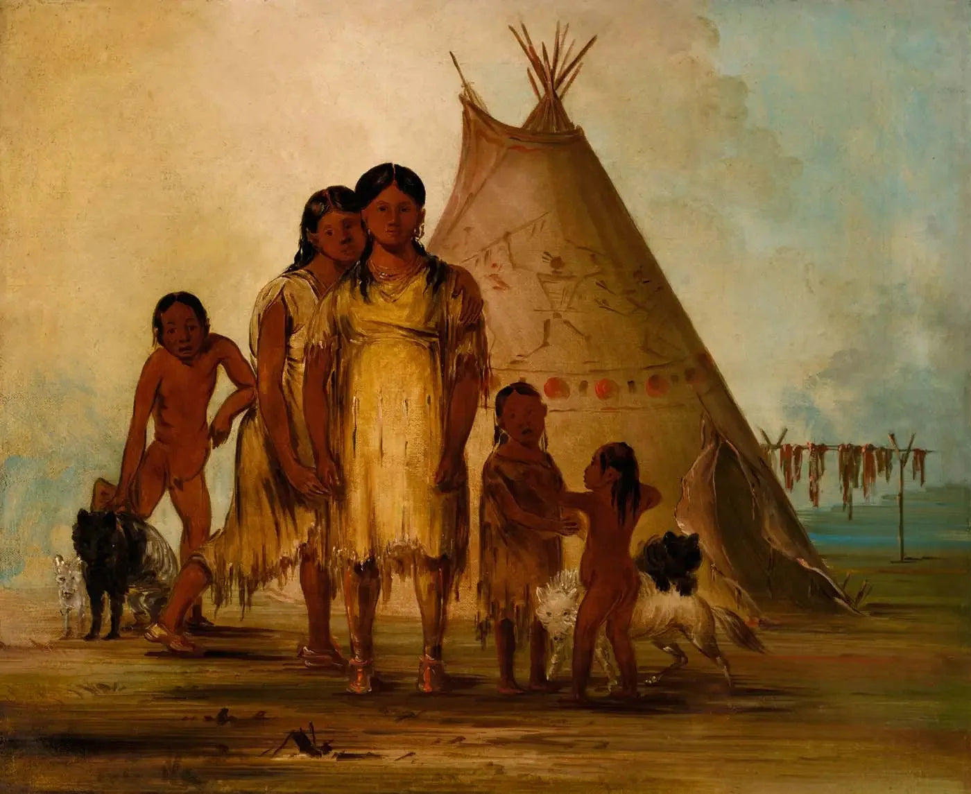 Deux filles comanches - George Catlin image 1 reproduction d’œuvre d’art à l’huile