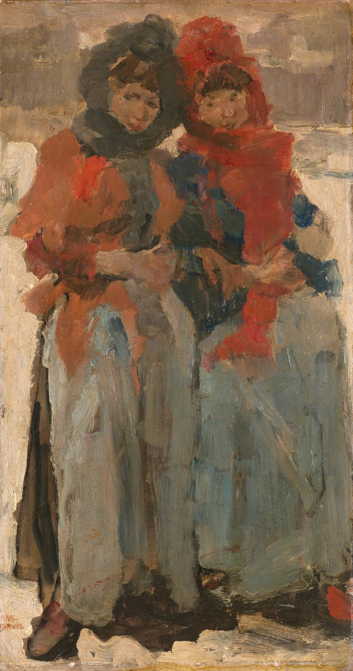 Deux filles dans la neige - Isaac Israëls image 1 reproduction artisanale de tableau