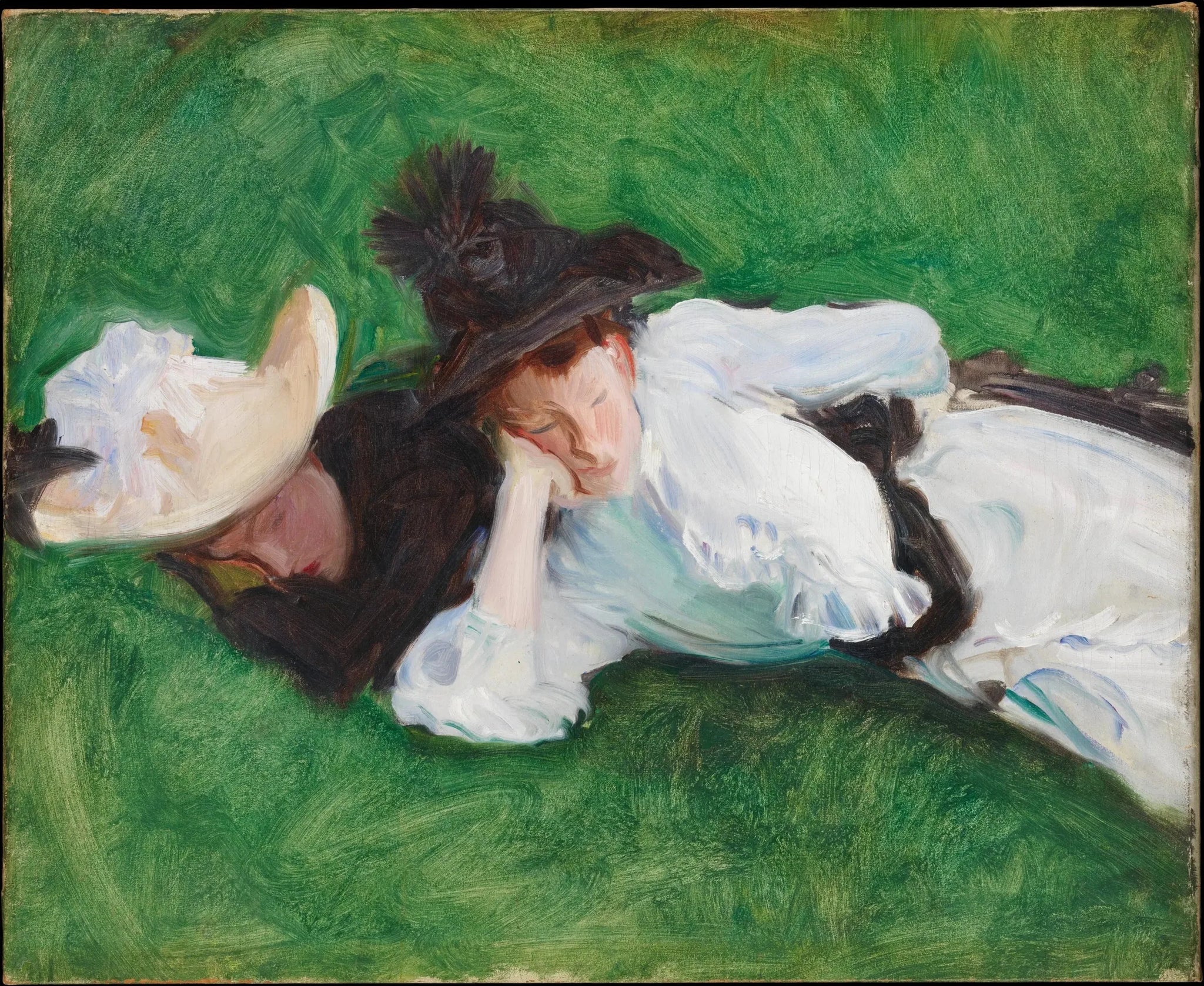 Deux filles sur une pelouse - John Singer Sargent image 1 copie de tableau peinte à la main