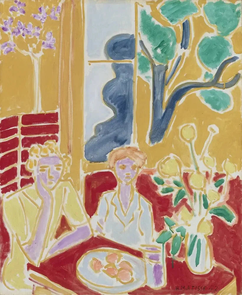Deux fillettes, fond jaune et rouge - Henri Matisse