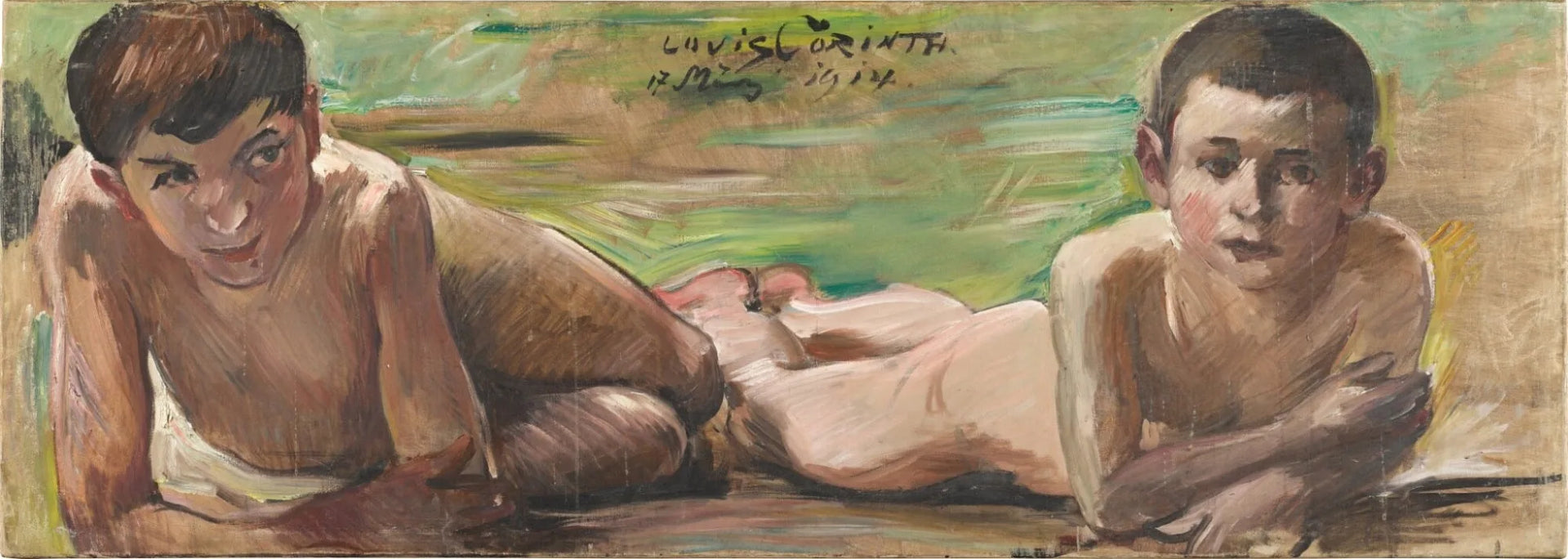 Deux garçons au repos - Lovis Corinth image 1 reproduction de peinture à l’huile