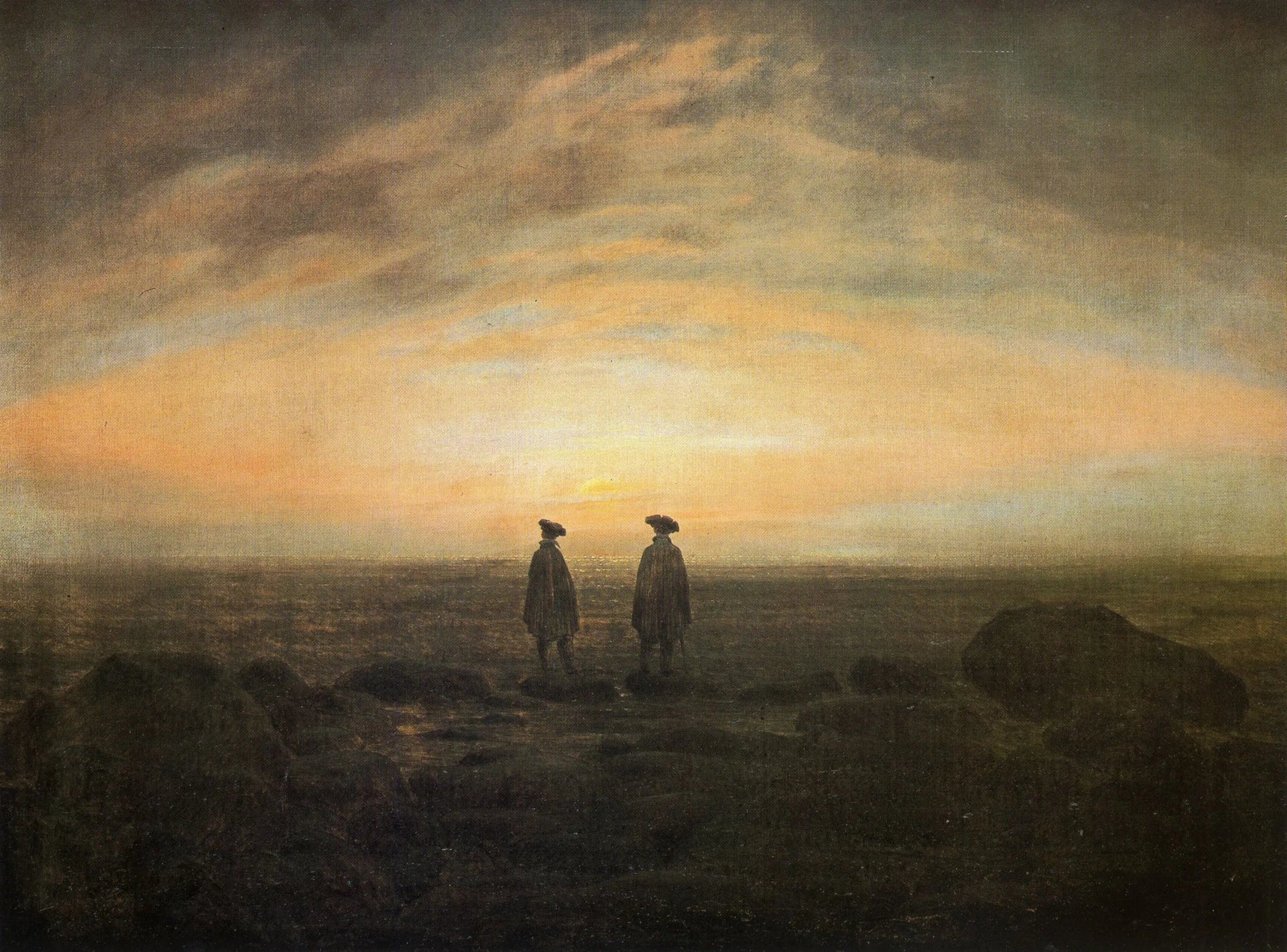 Deux hommes au bord de la mer - Caspar David Friedrich image 1 reproduction artisanale de tableau