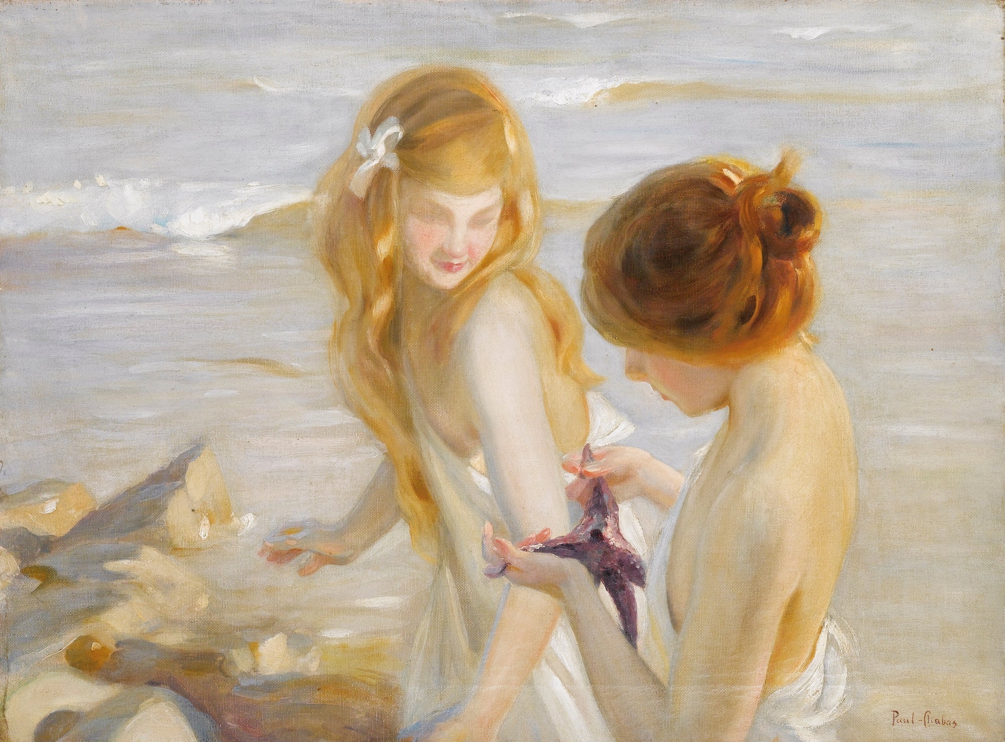 Deux Jeunes Filles à l'étoile de mer - Paul Chabas image 1 copie peinte à la main à l’huile