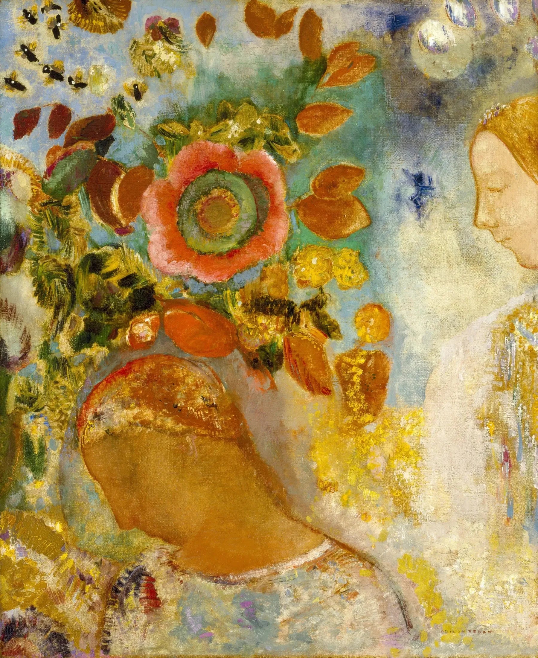 Deux jeunes filles parmi les fleurs - Odilon Redon image 1 tableau peint à l’huile sur toile