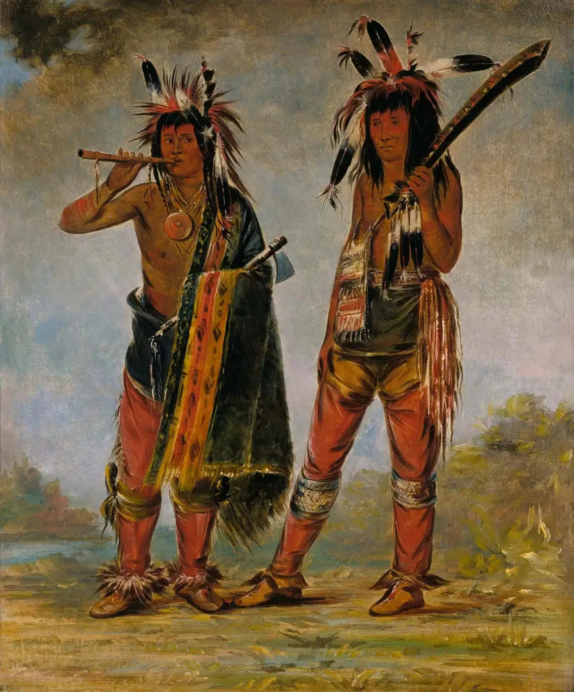 Deux jeunes hommes - George Catlin image 1 copie de tableau peinte à la main