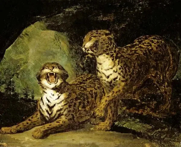 Deux léopards - Théodore Géricault image 1 copie de tableau peinte à la main