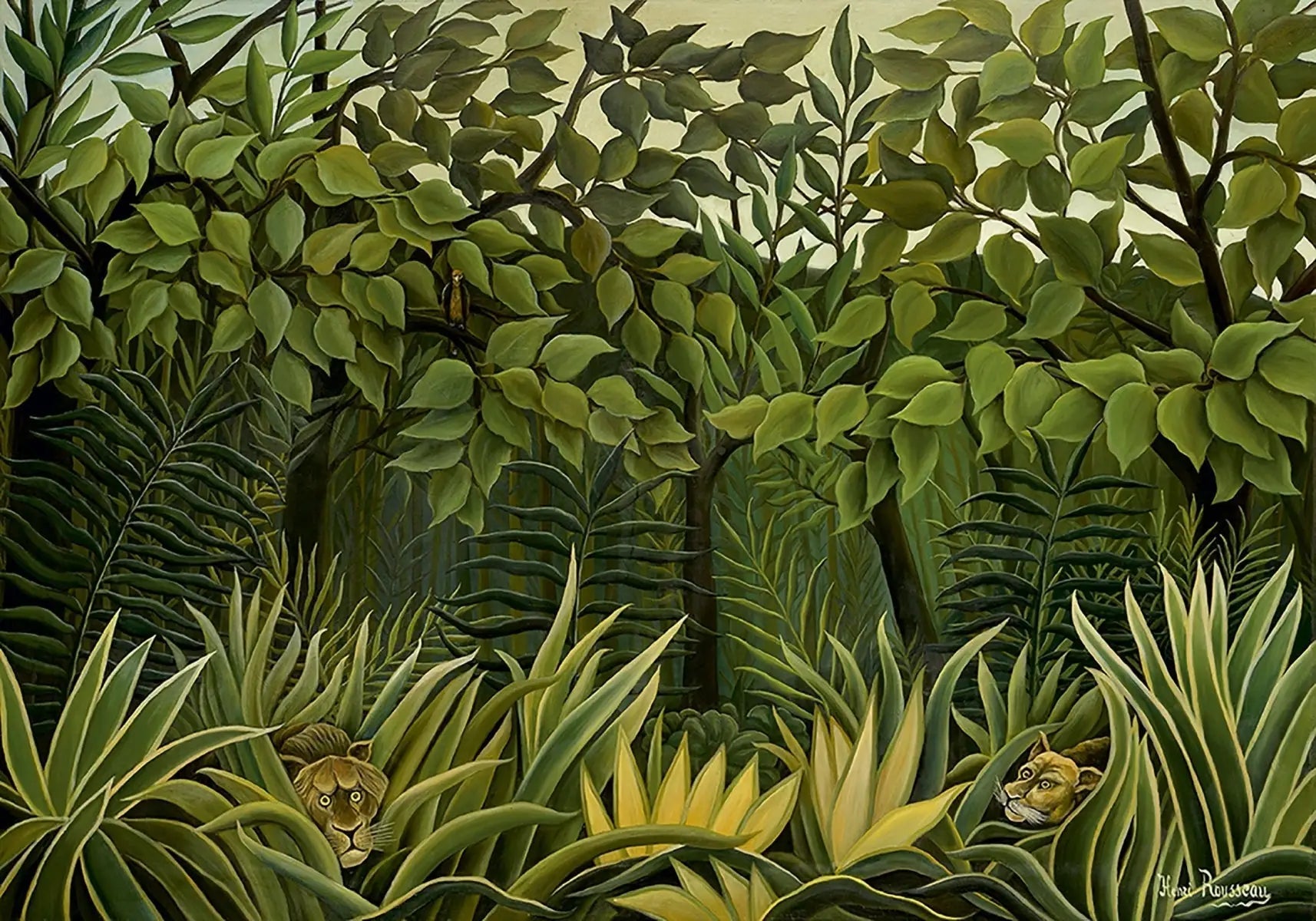 Deux Lions à l’affût dans la jungle - Henri Rousseau - Alpha Reproduction