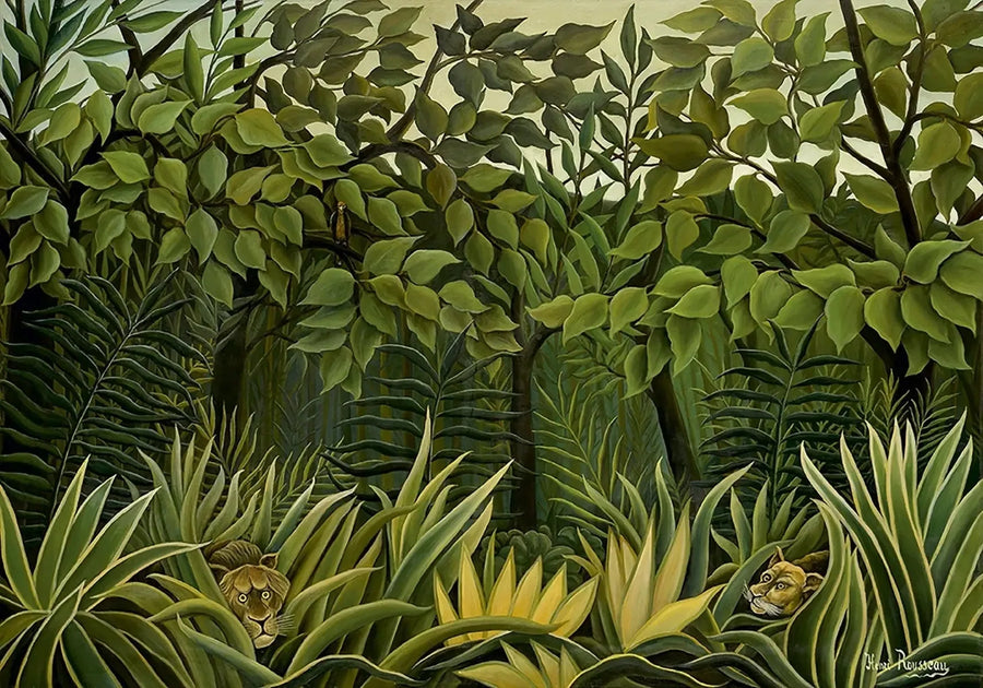 Deux Lions à l'affût dans la jungle - Henri Rousseau