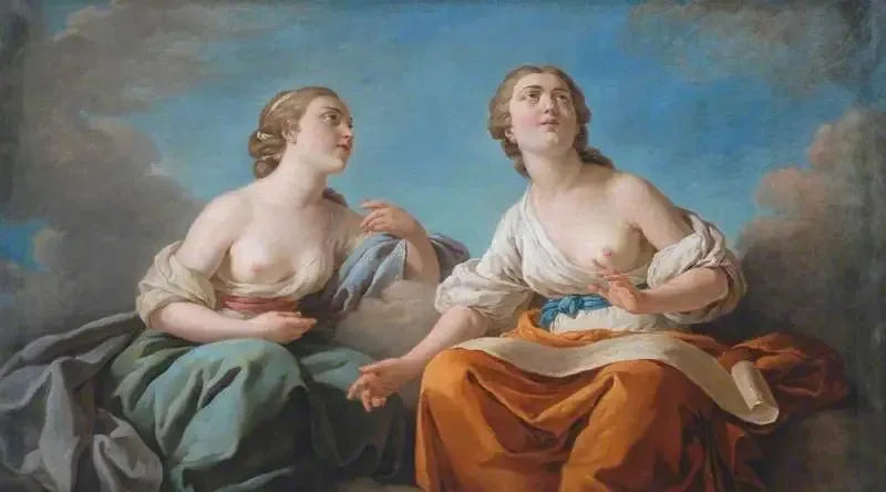 Deux Muses, allégorie des cinq sens - Louis Jean François Lagrenée image 1 reproduction de peinture à l’huile
