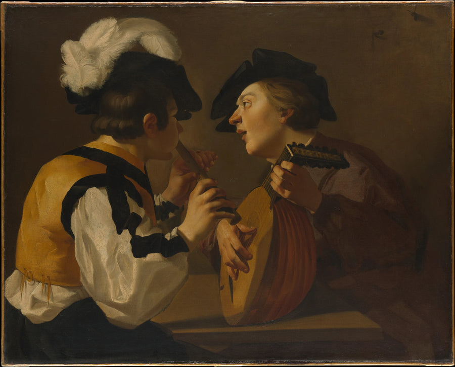 Deux musiciens - Dutch (Utrecht Caravaggist) Painter, 17th century