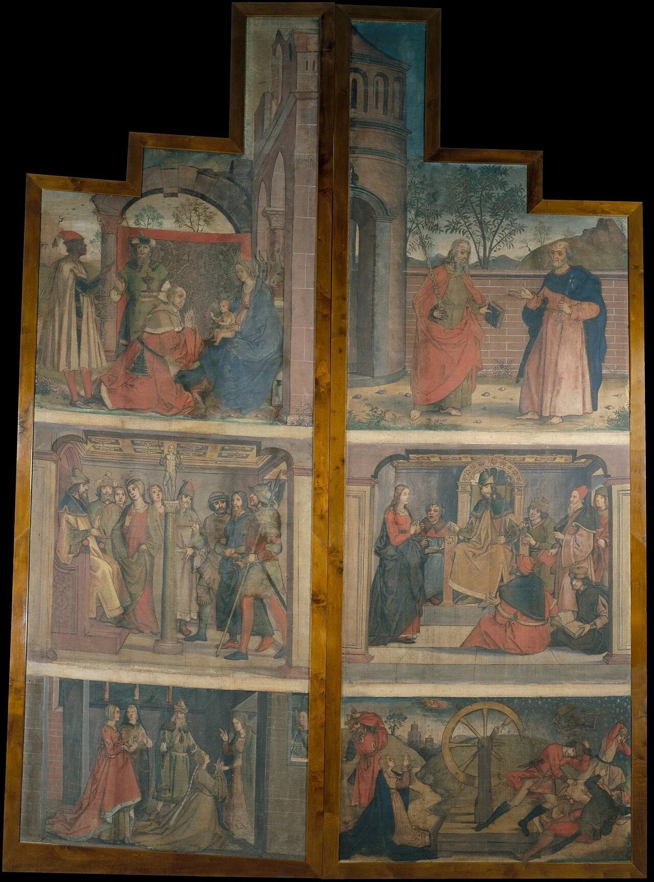 Deux nappes provenant des portes d'un retable orné de scènes de la vie de sainte Catherine - Pedro Berruguete image 1 copie de tableau peinte à la main