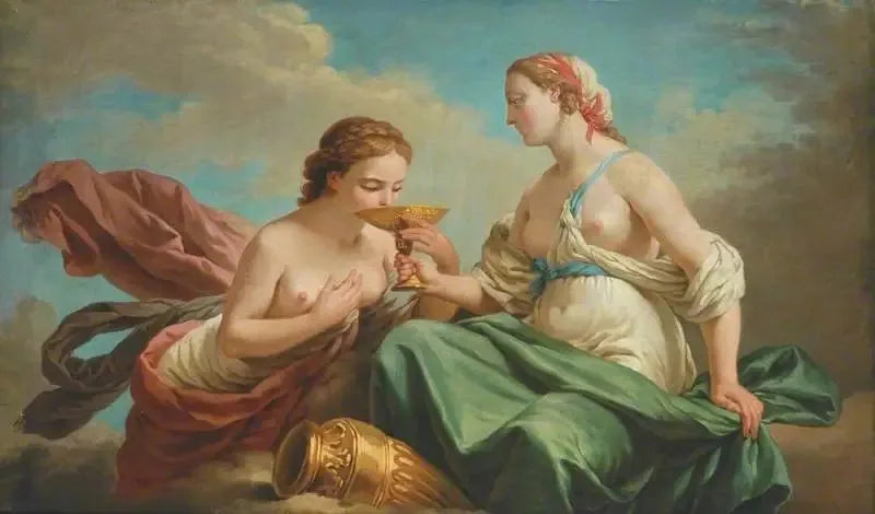 Deux nymphes, allégorie des cinq sens - Louis Jean François Lagrenée image 1 copie de tableau peinte à la main