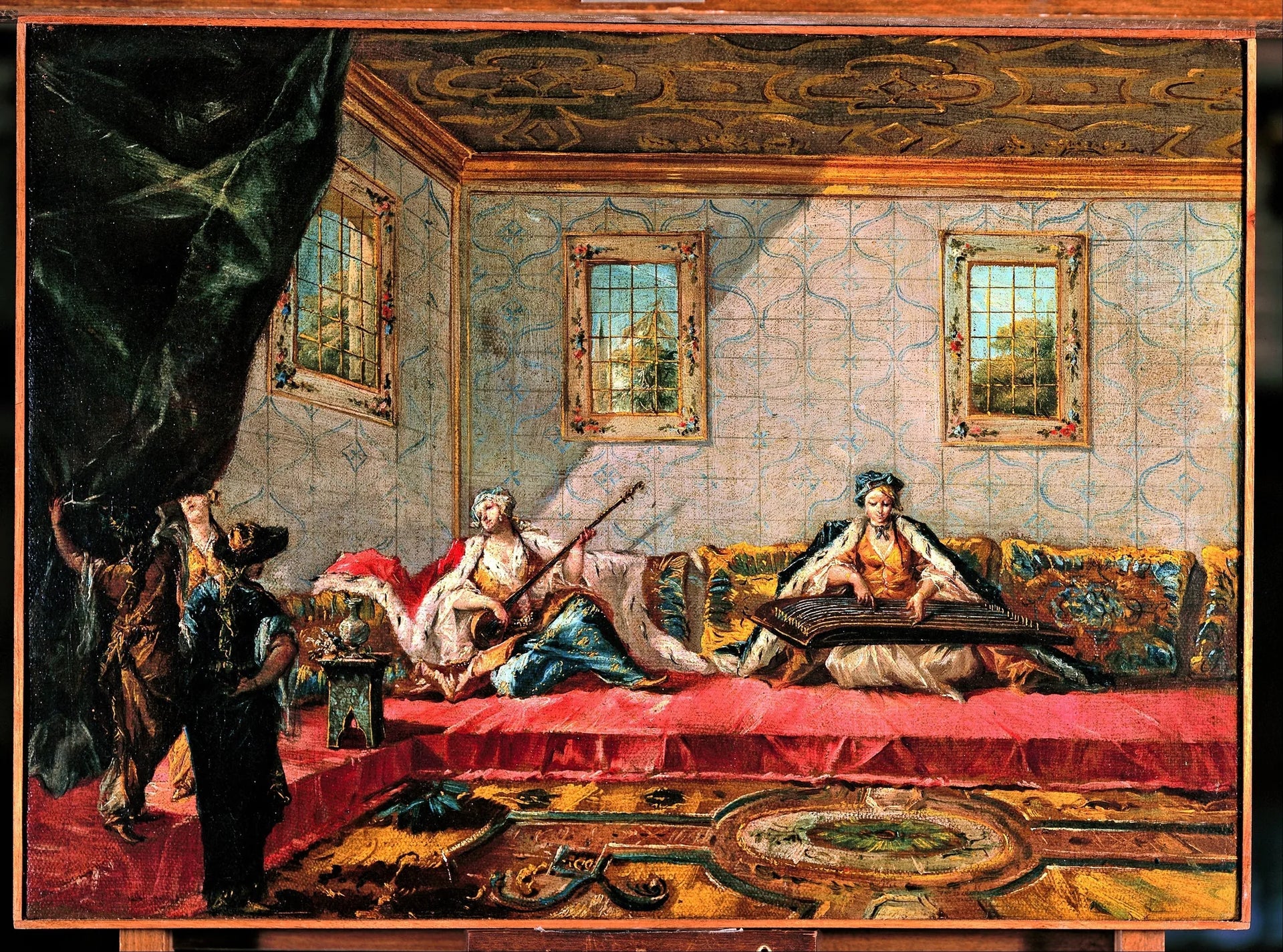 Deux odalisques jouant de la musique dans le harem - Francesco Guardi image 1 tableau peint à l’huile sur toile