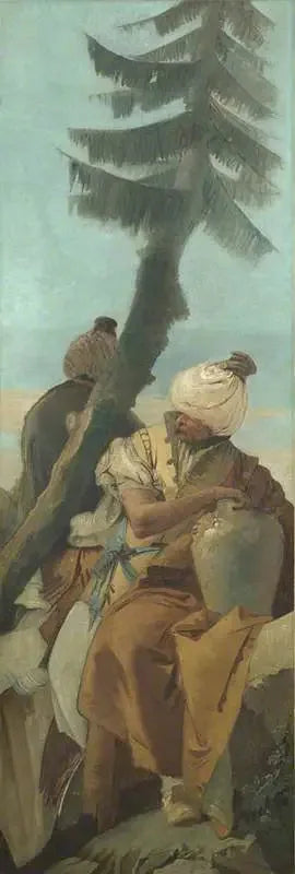 Deux Orientaux assis sous un arbre - Giovanni Battista Tiepolo image 1 copie peinte à la main à l’huile