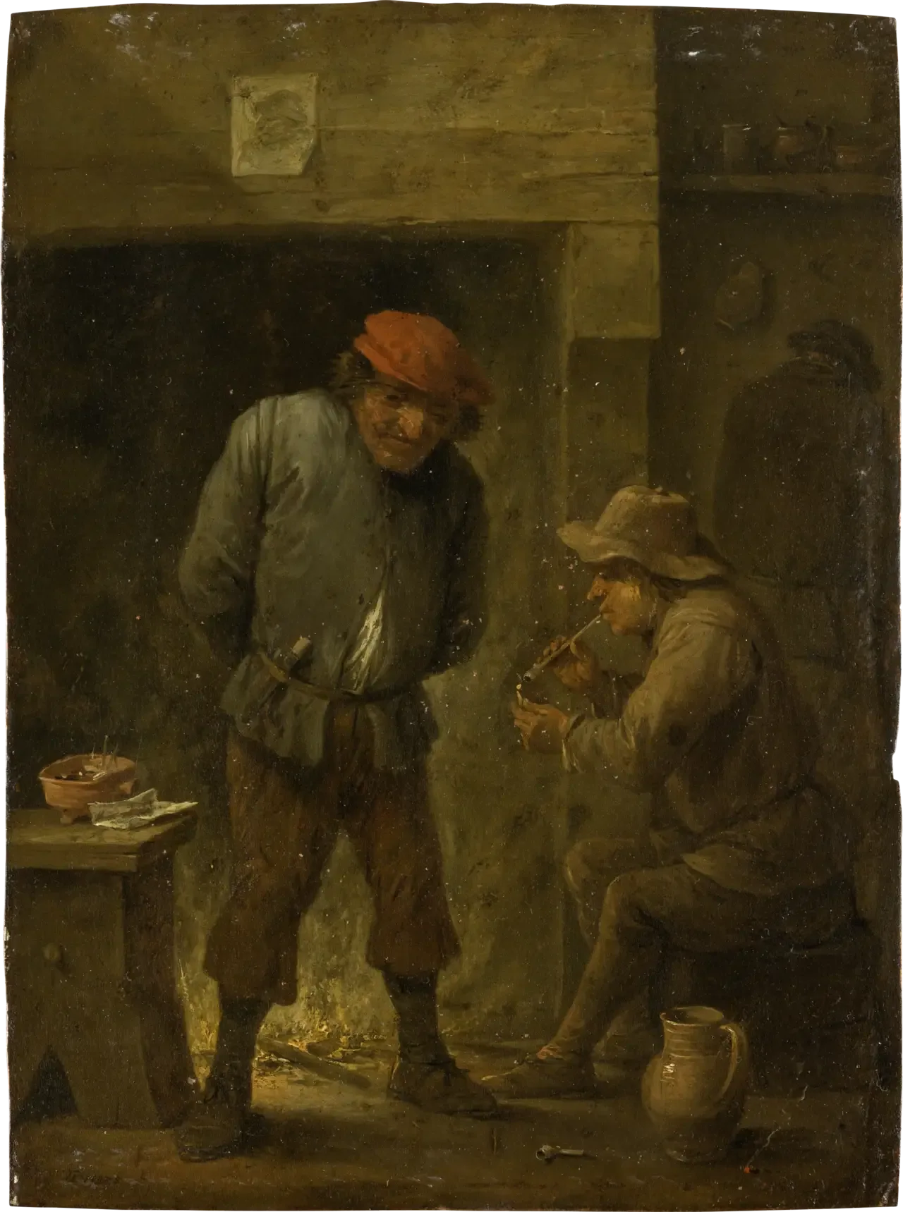 Deux paysans au coin du feu - David Teniers le Jeune image 1 copie peinte à la main à l’huile