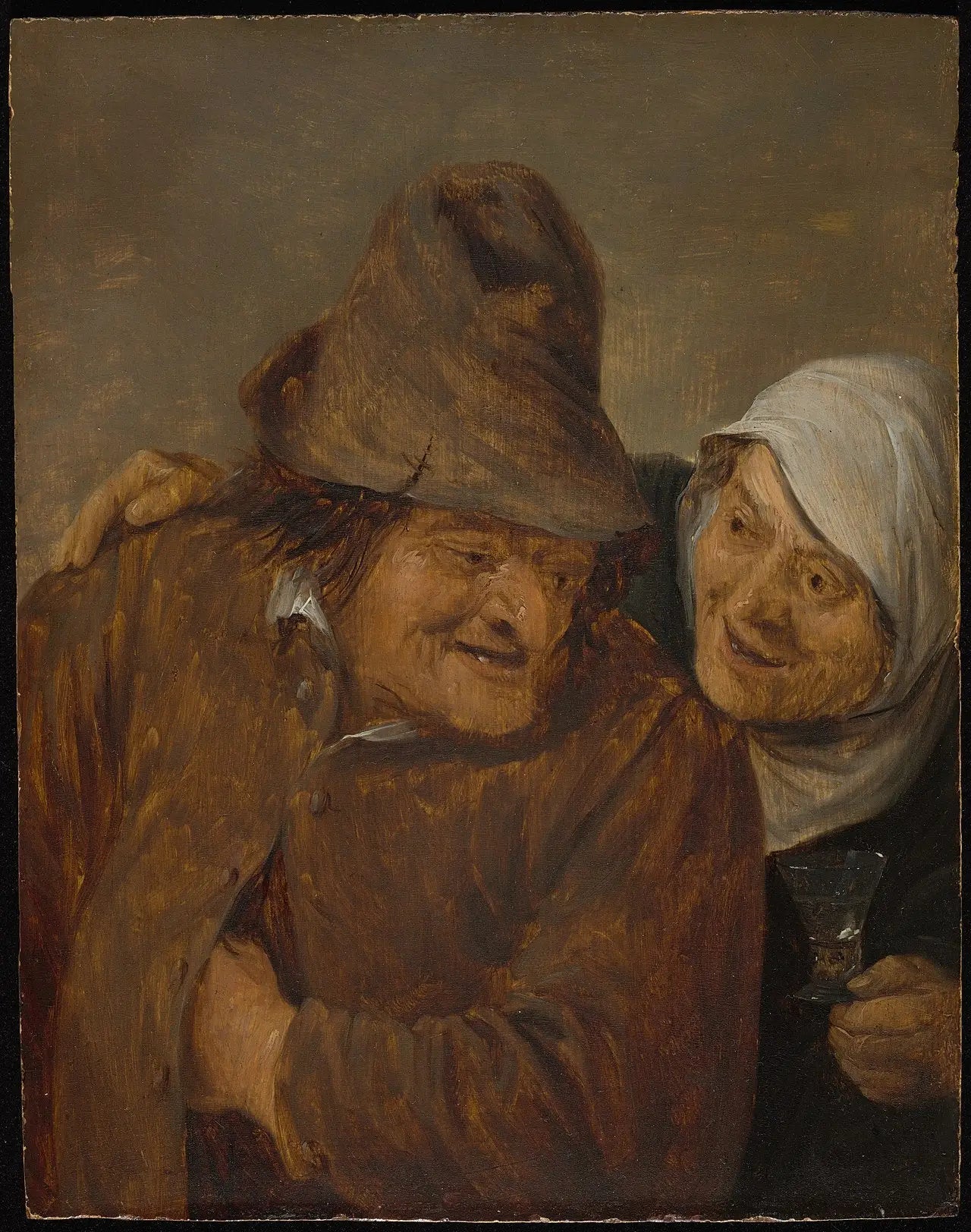Deux paysans avec un verre de vin - David Teniers le Jeune image 1 tableau peint à l’huile sur toile