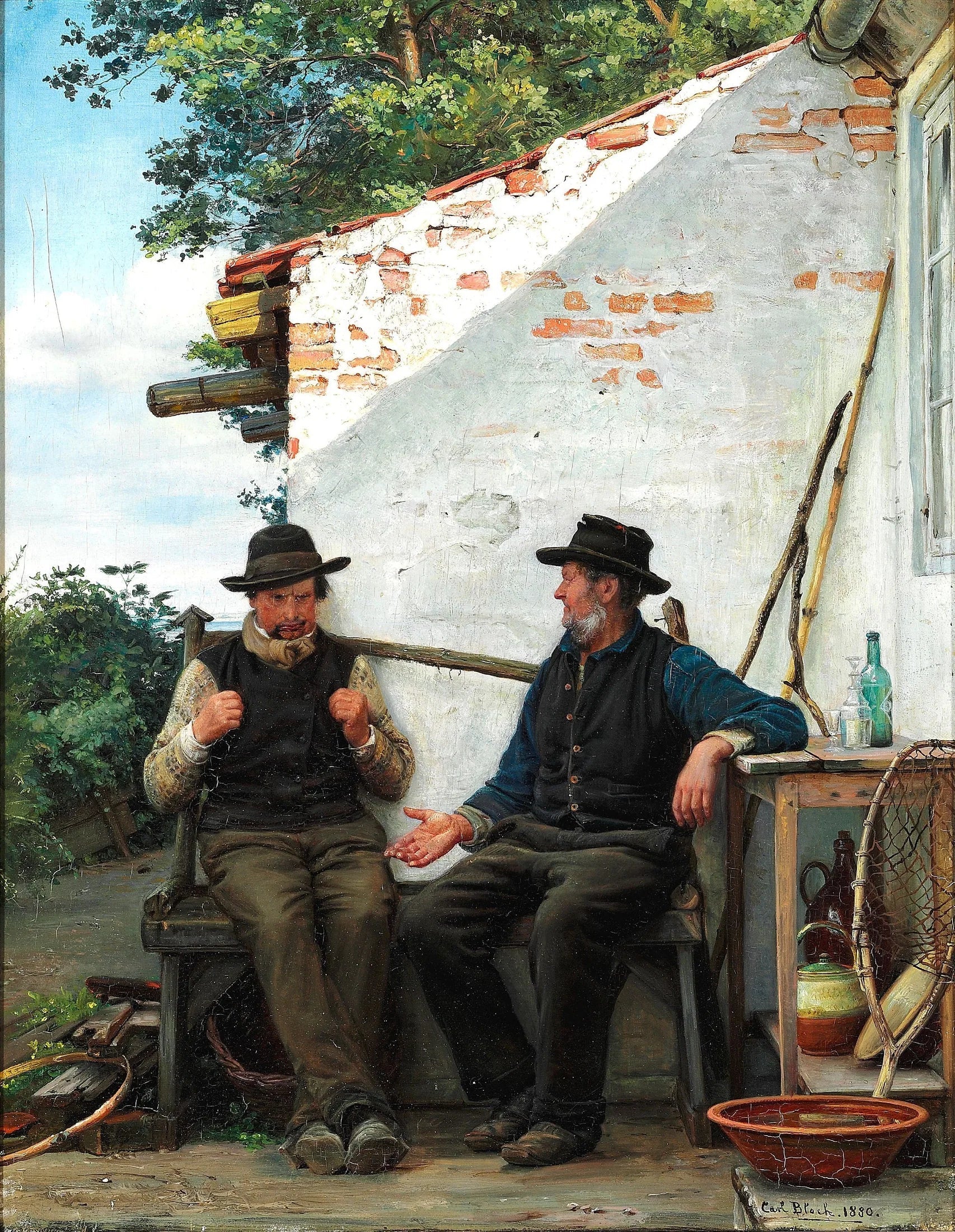 Deux pêcheurs conversant - Carl Heinrich Bloch image 1 copie de tableau peinte à la main