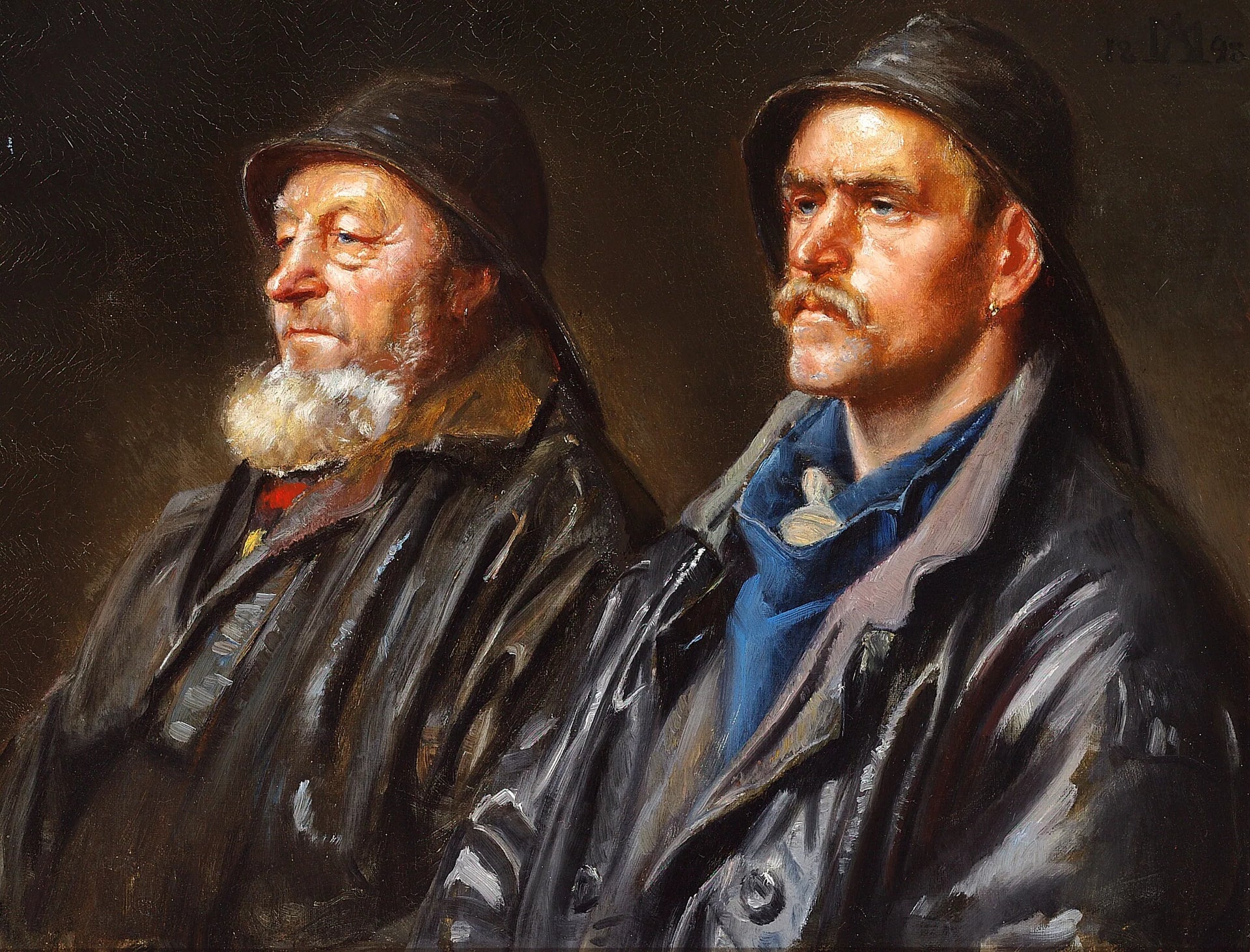 Deux pêcheurs de Skagen, au Danemark. - Michael Peter Ancher image 1 copie de tableau peinte à la main