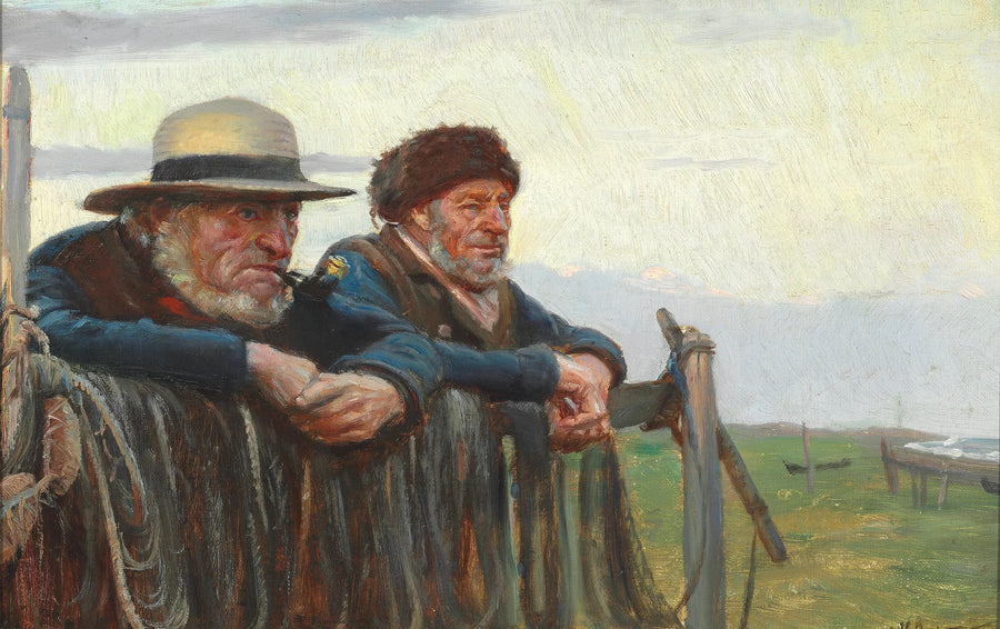Deux pêcheurs observent la mer sur la plage de Skagen. - Michael Peter Ancher