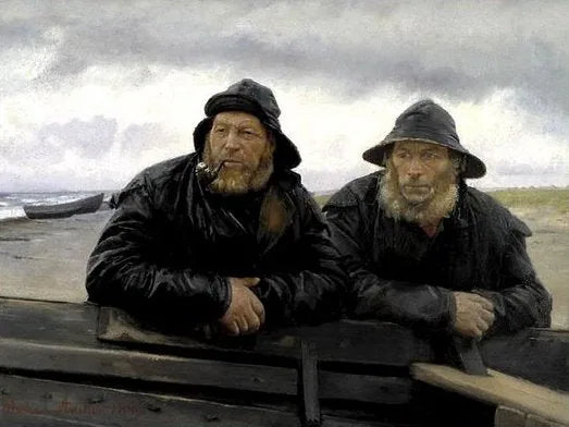 Deux pêcheurs près d'un bateau - Michael Peter Ancher image 1 tableau peint à l’huile sur toile
