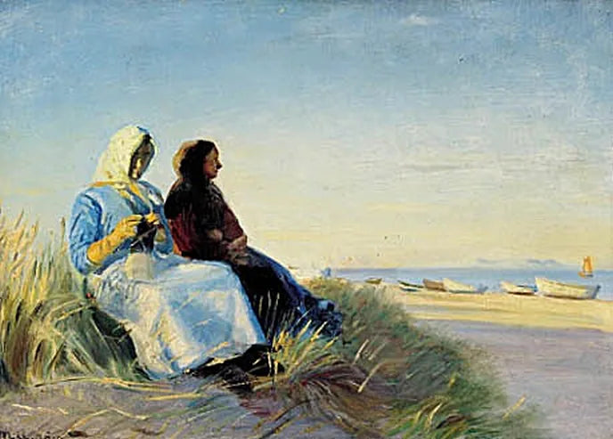 Deux pêcheuses sur une dune à Skagen Sønderstrand. - Michael Peter Ancher