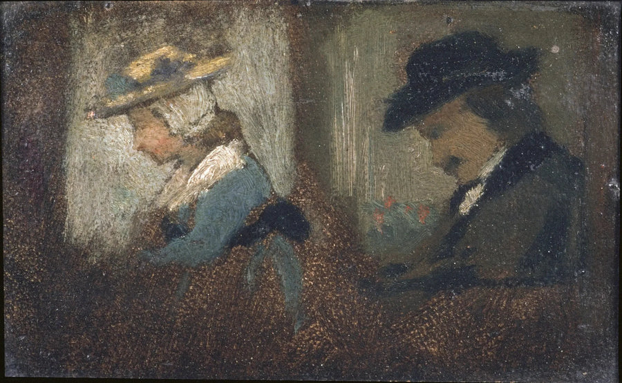 Deux personnages dans un wagon de chemin de fer - Frédéric Bazille