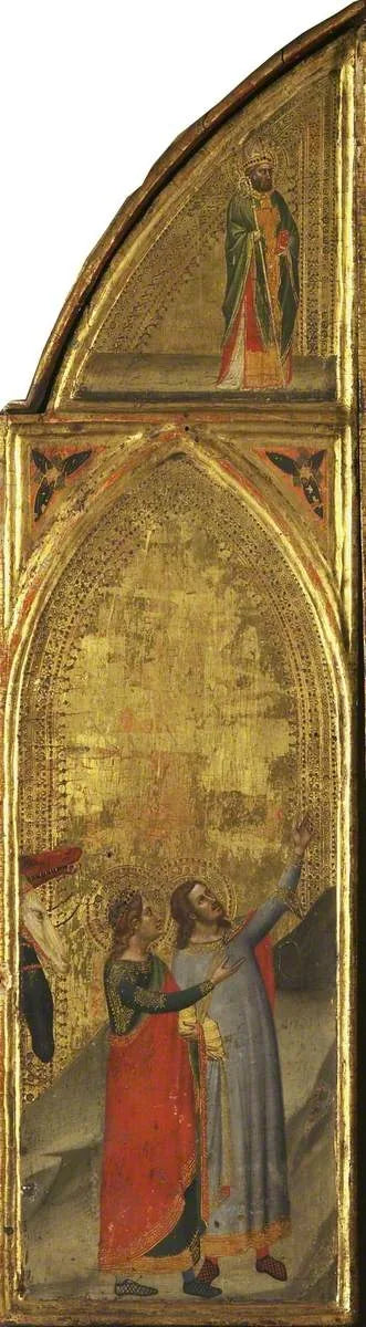 Deux Rois mages et un évêque (triptyque, volet gauche) (verso) - Bernardo Daddi image 1 reproduction artisanale de tableau