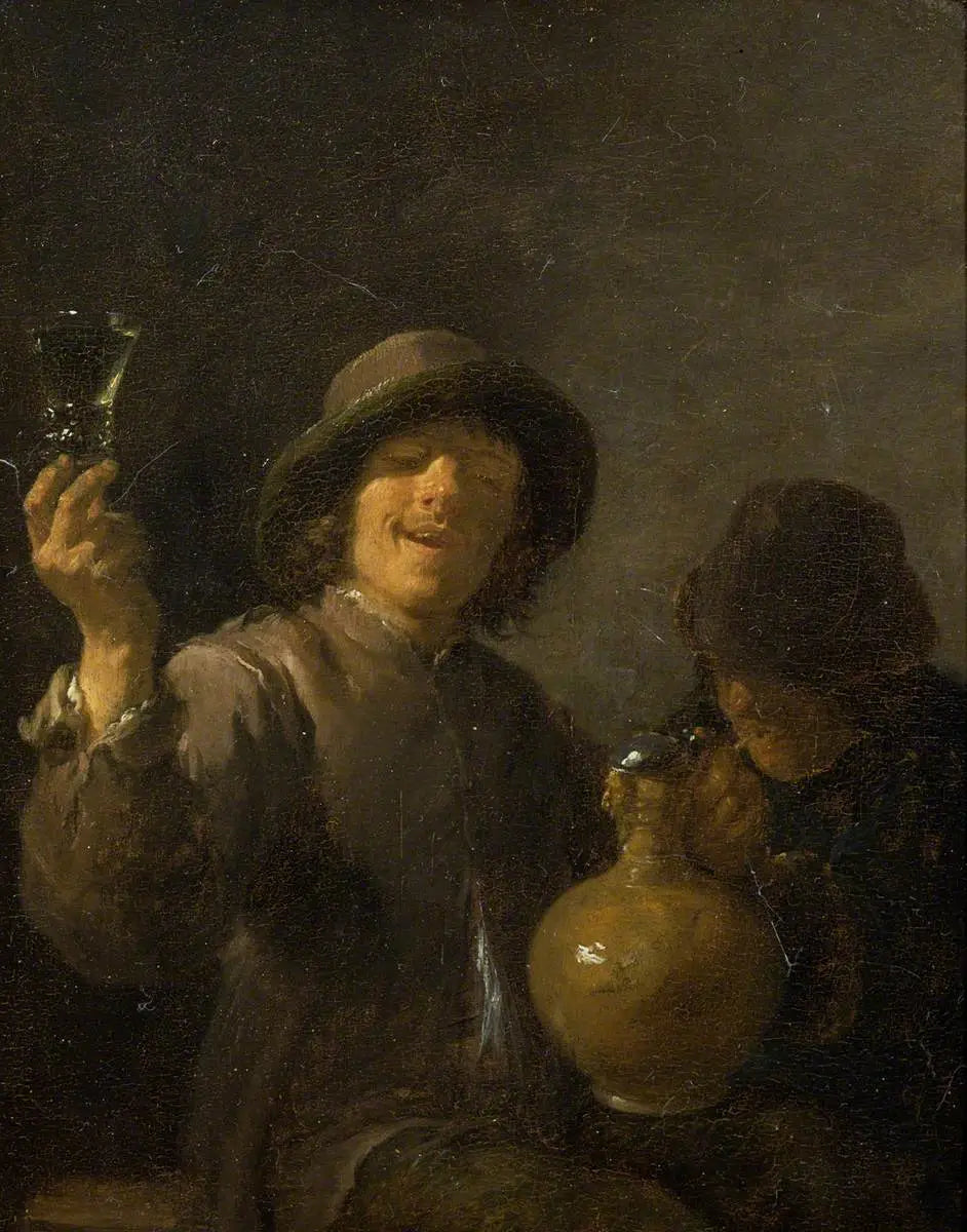 Deux rustres buvant - David Teniers le Jeune image 1 copie peinte à la main à l’huile