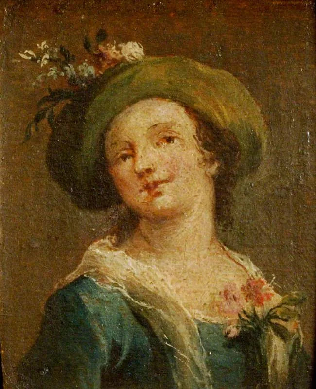 Deux tableaux : Une fille au chapeau de profil et une fille au chapeau de face (diptyque, panneau de droite) - Francesco Guardi image 1 reproduction d’œuvre d’art à l’huile